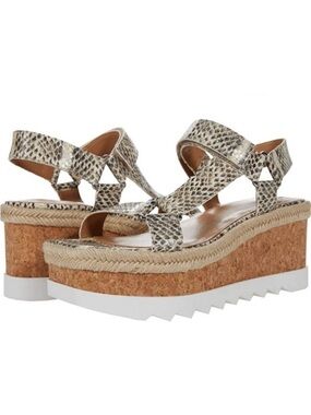 NEW Marc Fisher Leather Platform Sandals Gylian2 Grey‎ Animal Print Size  9.5